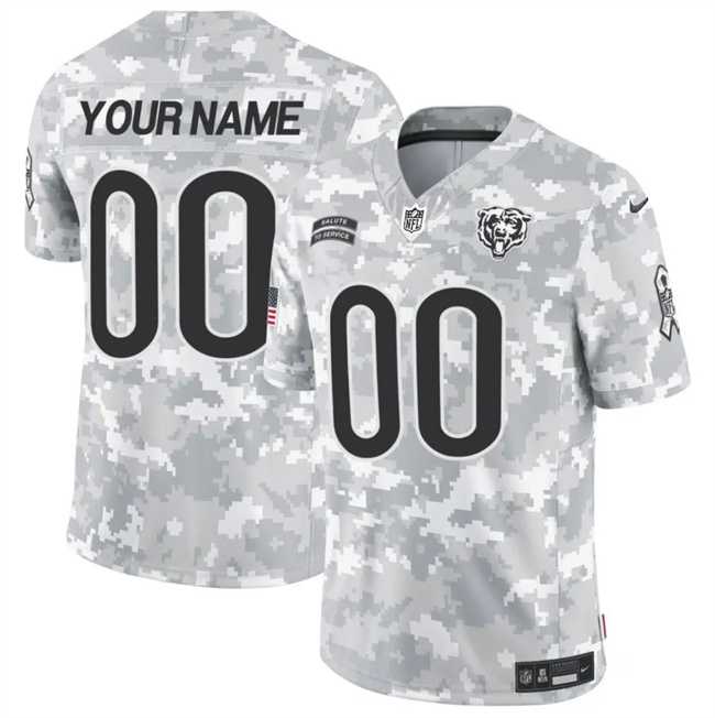 Men%27s Chicago Bears Active Player Custom 2024 F.U.S.E Arctic Camo Salute To Service Limited Stitched Football Jersey